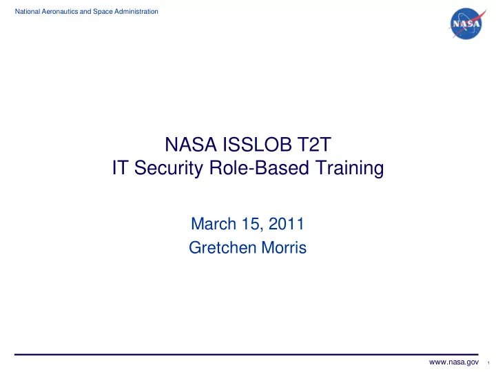 nasa isslob t2t it security role based training