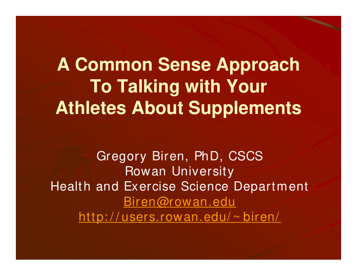 a common sense approach to talking with your athletes