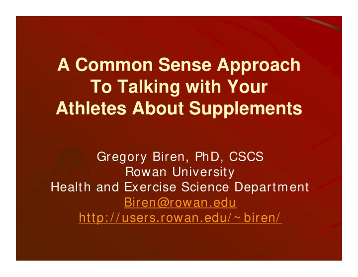 a common sense approach to talking with your athletes