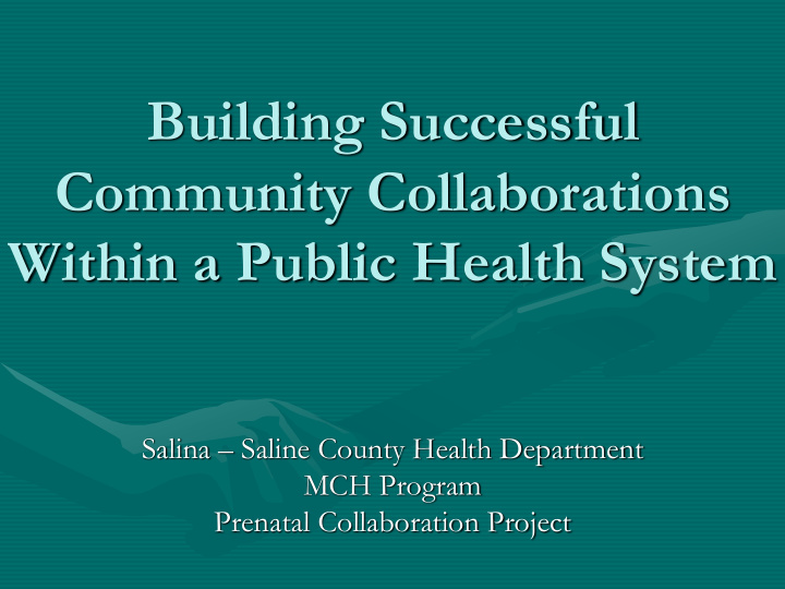 community collaborations within a public health system