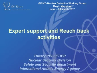 Expert support and Reach back  activities  Thierry PELLETIER  Nuclear Security Division  Safety and