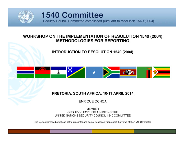workshop on the implementation of resolution 1540 2004