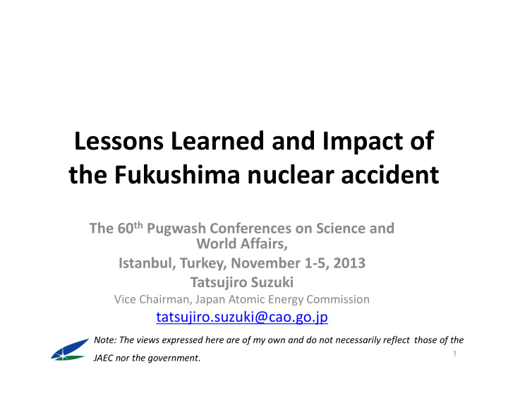 lessons learned and impact of the fukushima nuclear