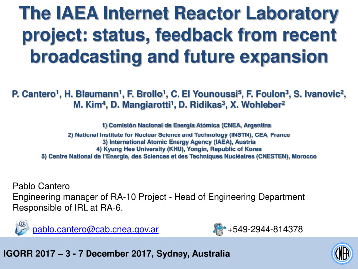 the iaea internet reactor laboratory project status