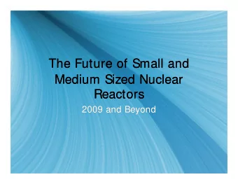 The Future of Small and  The Future of Small and  Medium Sized Nuclear  Medium Sized Nuclear