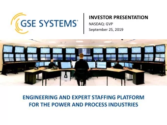 ENGINEERING AND EXPERT STAFFING PLATFORM  FOR THE POWER AND PROCESS INDUSTRIES FORWARD LOOKING
