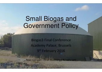 Small Biogas and  Government Policy Biogas3 Final Conference Academy Palace, Brussels 9 th February
