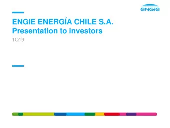 Presentation to investors  1Q19  AGENDA  Snapshots  Key messages  Financial update  Addenda  2