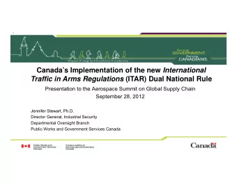 Canadas Implementation of the new International Canada s Implementation of the new International