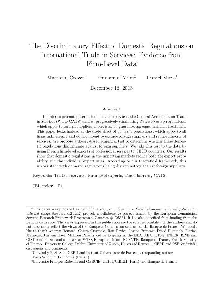 the discriminatory effect of domestic regulations on