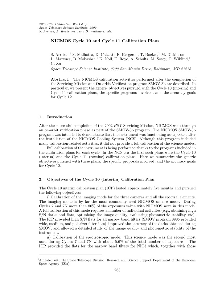 nicmos cycle 10 and cycle 11 calibration plans