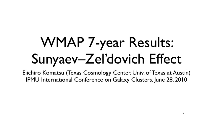 wmap 7 year results sunyaev zel dovich effect