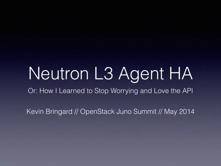 neutron l3 agent ha