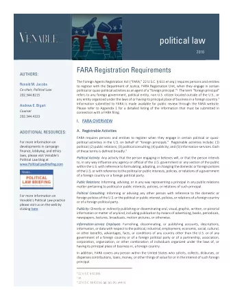 political law  2016  FARA Registration Requirements  AUTHORS: T he Foreign Agents Registration Act
