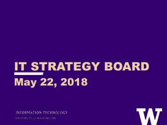 IT STRATEGY BOARD  May 22, 2018  AGENDA &gt; Call to Order  Welcome and introductions &gt;