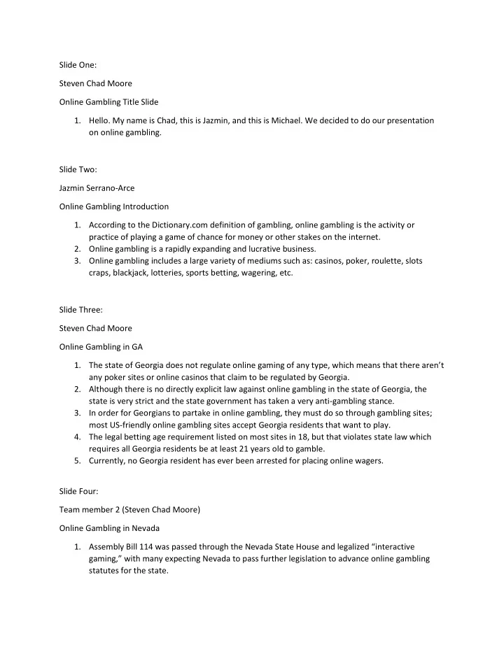 slide one steven chad moore online gambling title slide 1