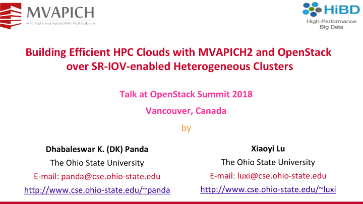 building efficient hpc clouds with mvapich2 and openstack