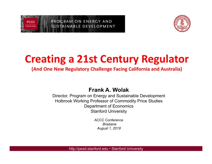 creating a 21st century regulator