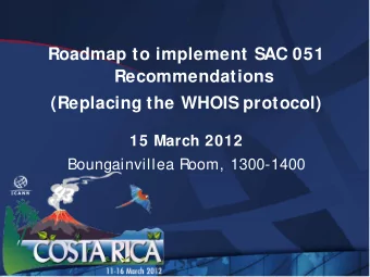 Agenda  13:00 to 13:05  Overview -- Patrik Fltstrm, Chair of  the S  S  AC  13:05 to 13:15  S