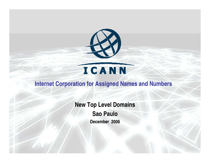 internet corporation for assigned names and numbers new