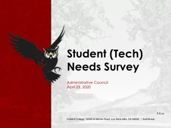 Student (Tech)  Needs Survey  Administrative Council  April 23, 2020  E.Kuo  1  1  Foothill