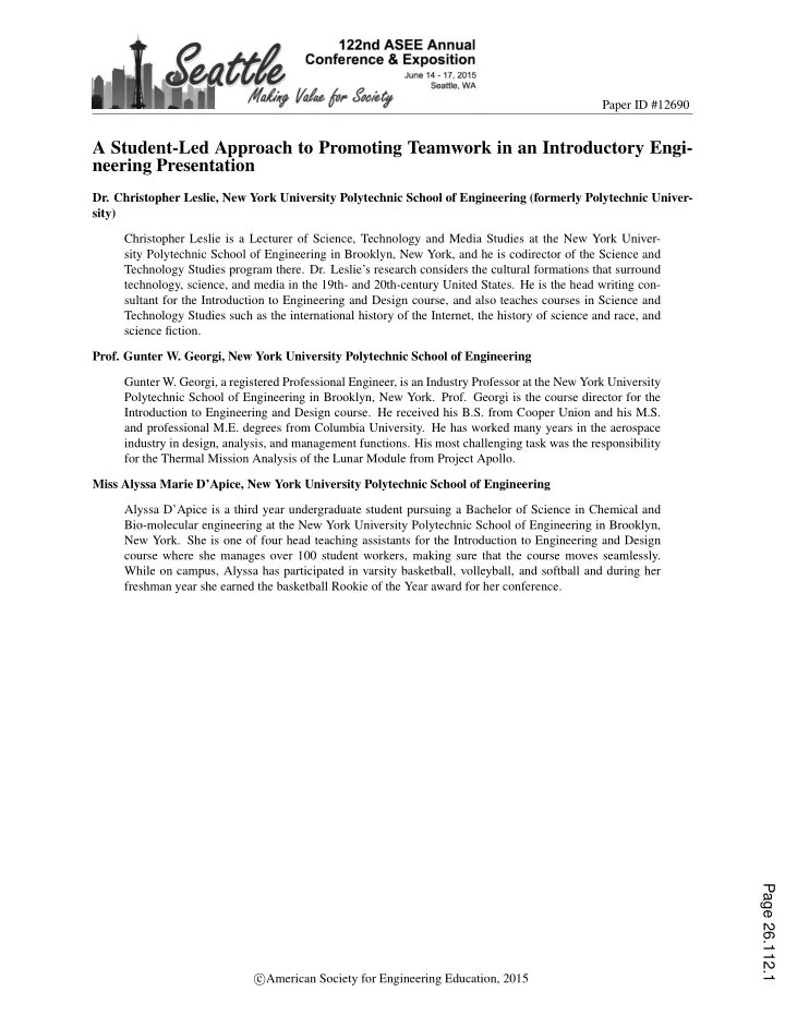 a student led approach to promoting teamwork in an
