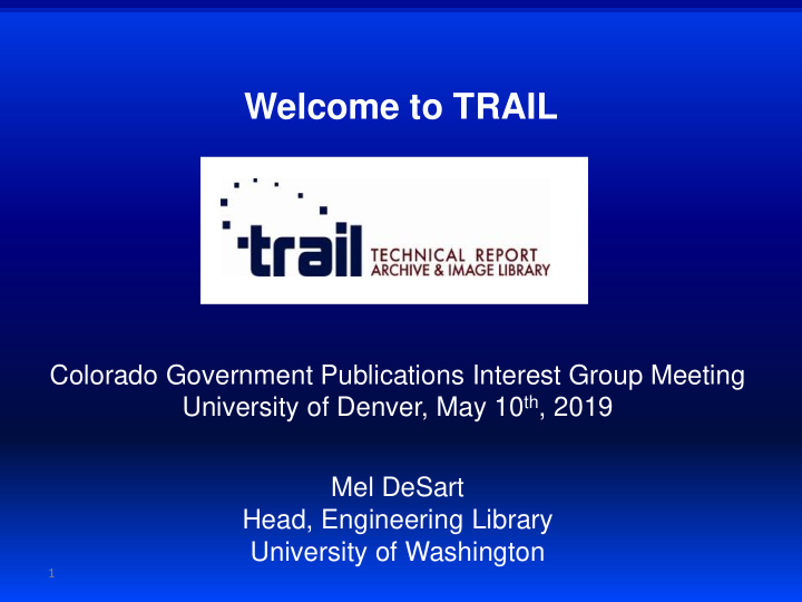 welcome to trail