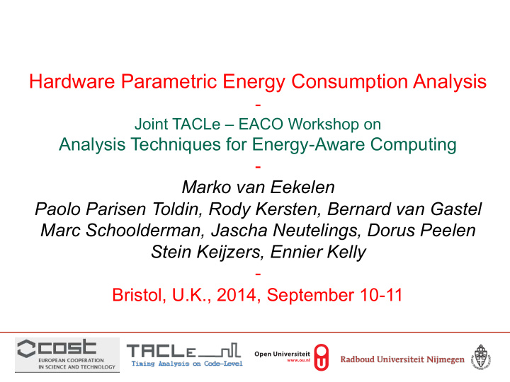 hardware parametric energy consumption analysis