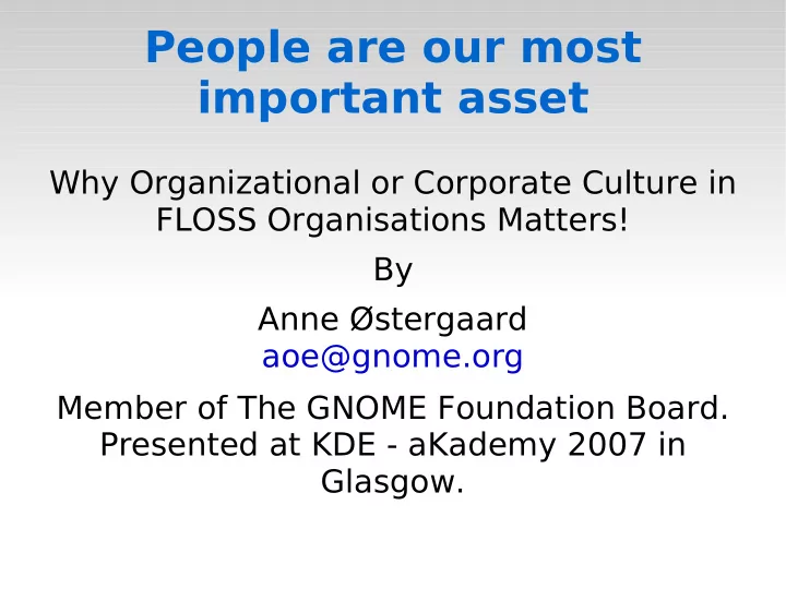 people are our most important asset
