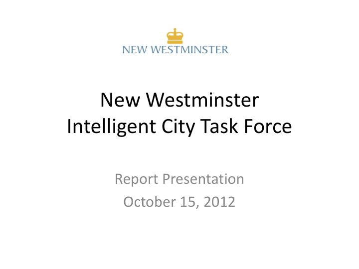 new westminster intelligent city task force
