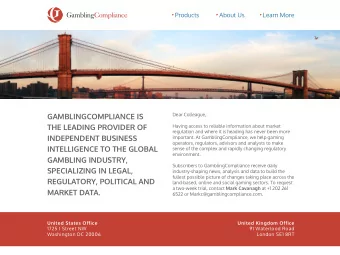 GAMBLINGCOMPLIANCE IS  Dear Colleague,  THE LEADING PROVIDER OF  Having access to reliable