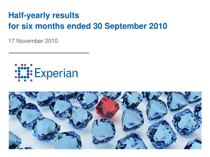 for six months ended 30 september 2010