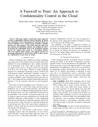 A Farewell to Trust: An Approach to  Confidentiality Control in the Cloud Asmund Ahlmann Nyre  ,