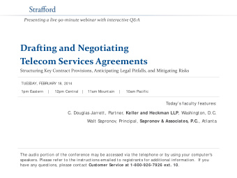 Drafting and Negotiating Telecom Services Agreements Structuring Key Contract Provisions,