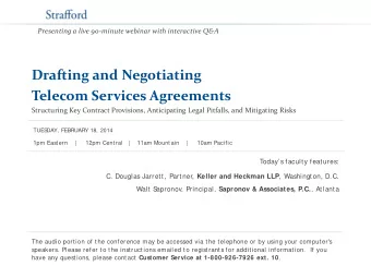 Drafting and Negotiating  Telecom Services Agreements  Structuring Key Contract Provisions,