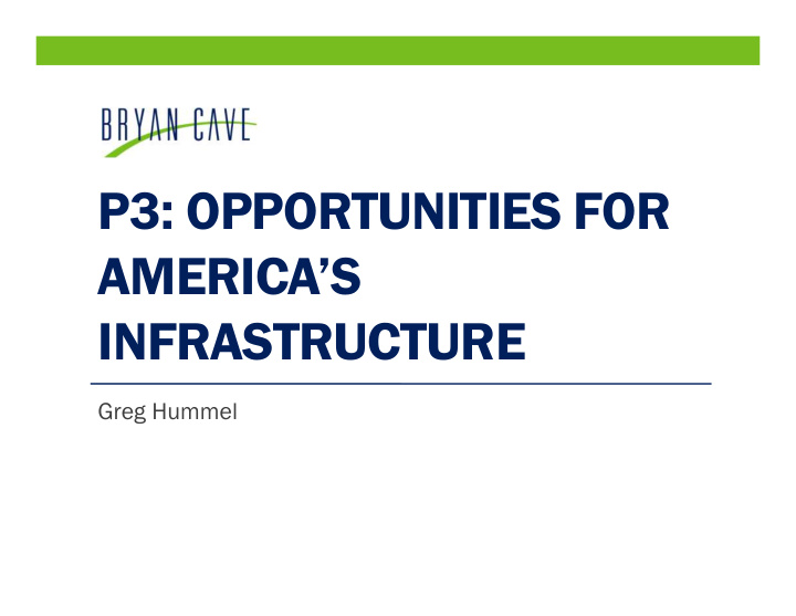 p3 opportunities for america s infrastructure