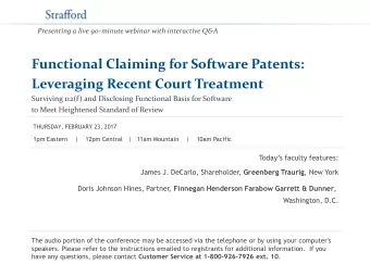 Functional Claiming for Software Patents:  Leveraging Recent Court Treatment  Surviving 112(f) and