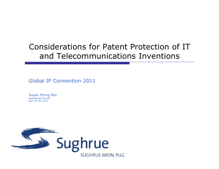 considerations for patent protection of it and