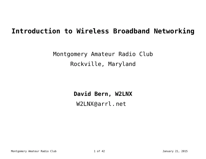introduction to wireless broadband networking