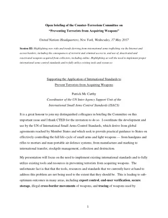 Open briefing of the Counter-Terrorism Committee on Preventing Terrorists from Acquiring