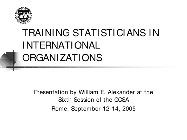 training statisticians in international organizations