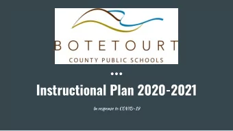 Instructional Plan 2020-2021  In response to COVID-19  Return to School  Botetourt County Public