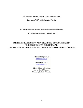 IMPLEMENTATION OF A NEW LEARNING OUTCOME-BASED  UNDERGRADUATE CURRICULUM:  THE ROLE OF THE