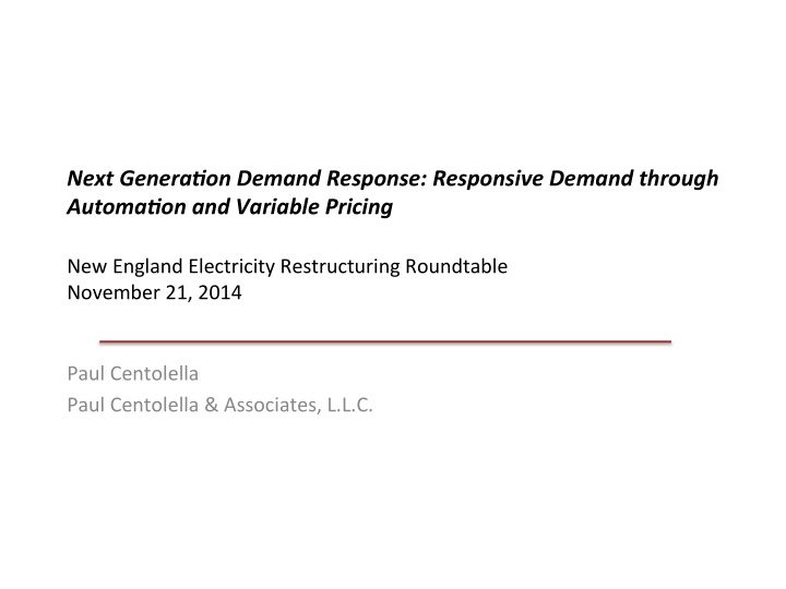 new england electricity restructuring roundtable november