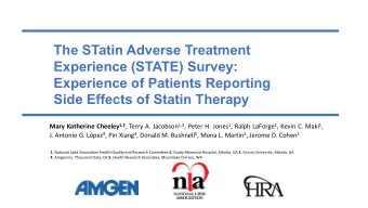 The STatin Adverse Treatment  Experience (STATE) Survey:  Experience of Patients Reporting  Side