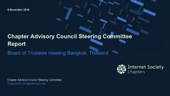 Chapter Advisory Council Steering Committee  Report  Board of Trustees meeting Bangkok, Thailand