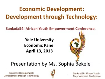 Economic Development:  Development through Technology:  Sankofa54: African Youth Empowerment