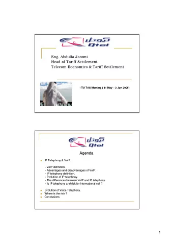 Agenda  Agenda  IP Telephony &amp; VoIP.  IP Telephony &amp; VoIP.    - VoIP definition.  VoIP