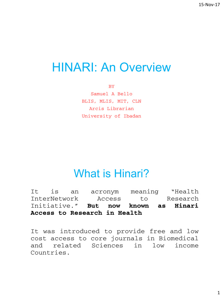 hinari an overview