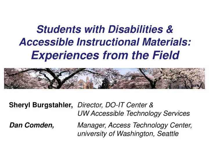 experiences from the field